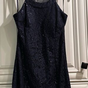 Teeze Me Navy Sequin Long Gown